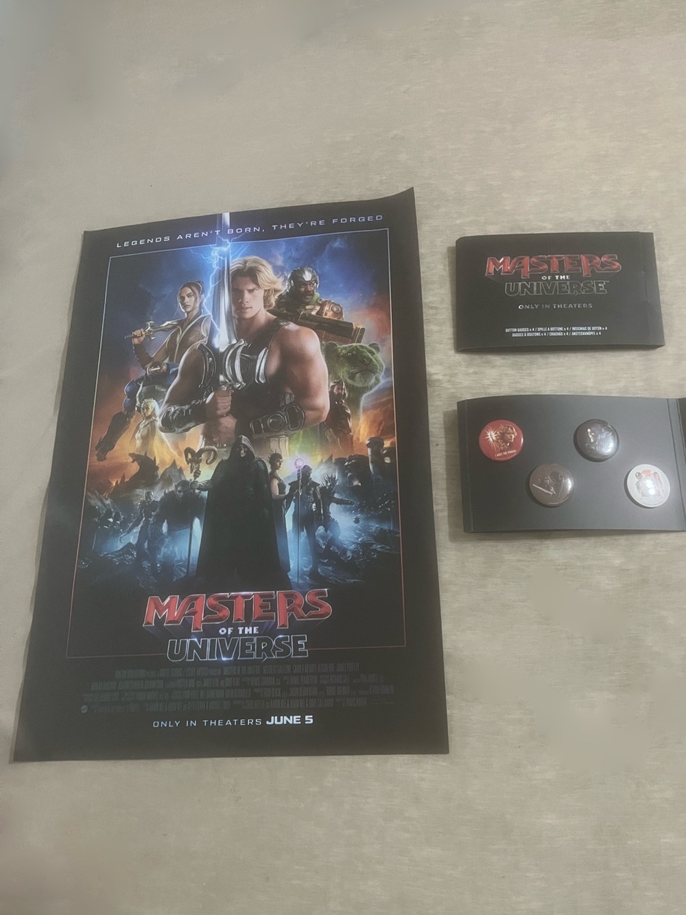 Masters of the Universe Set Movie Poster Origin Buttons Jared Elba Travis,Mattel